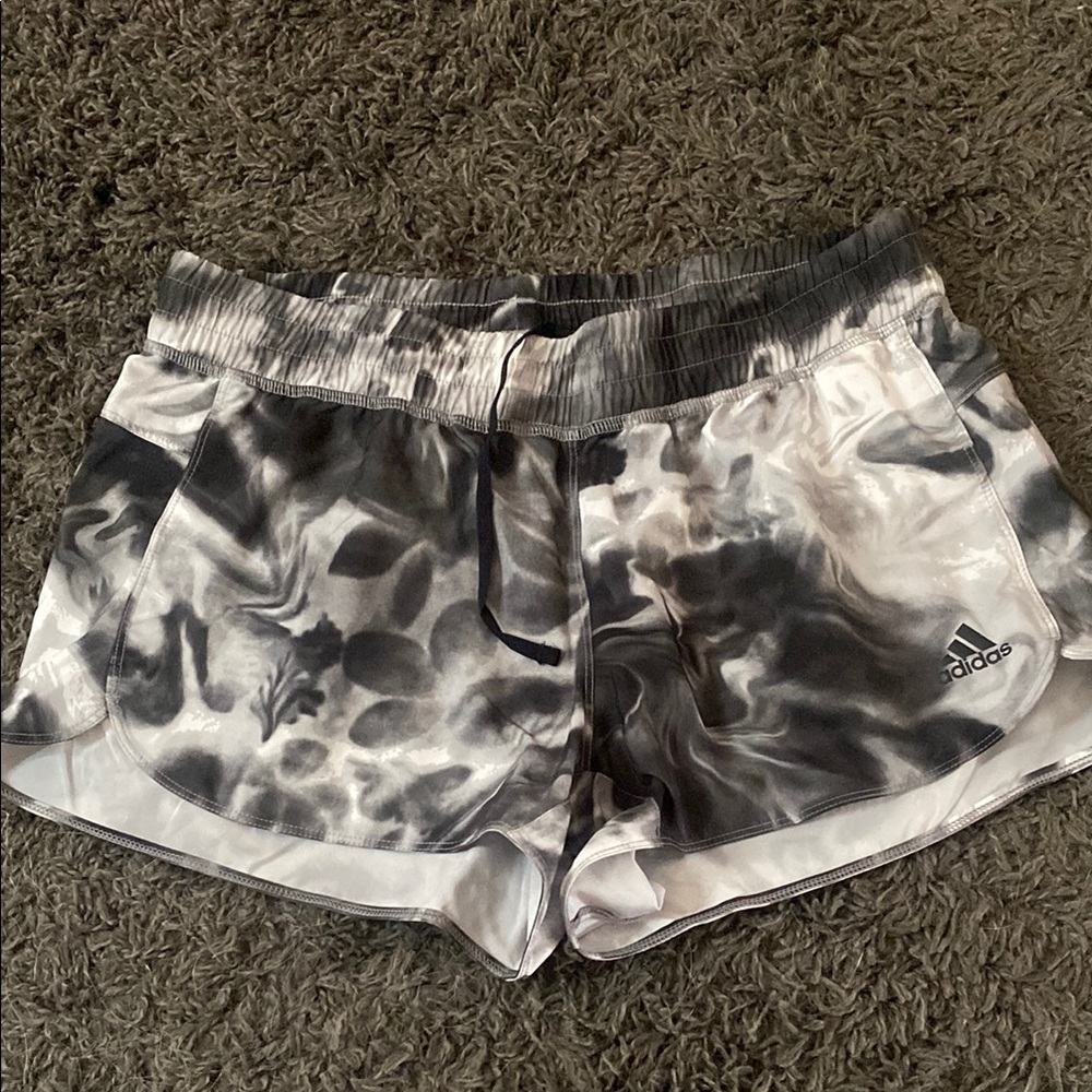 Adidas Black and Gray Athletic Shorts with Elastic Waistband